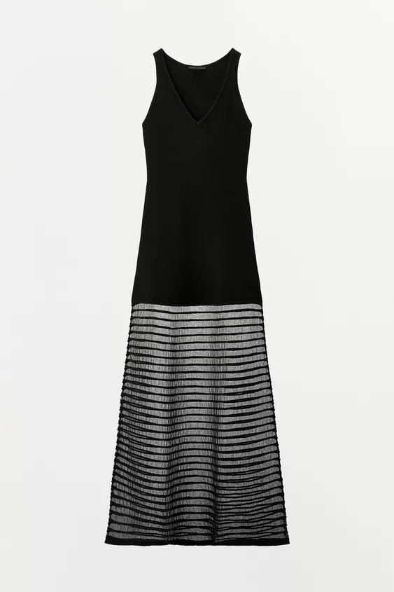 CONTRAST KNIT TULLE DRESS | Zara UK