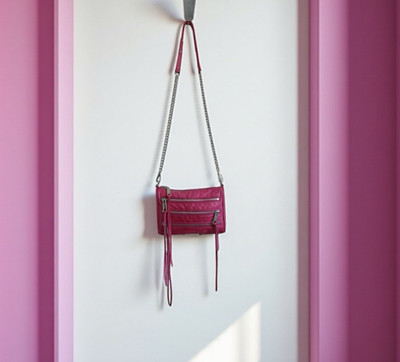 REBECCA MINKOFF Four-Zip Crossbody Handbag Pink Leather Tassel Bag | eBay AU