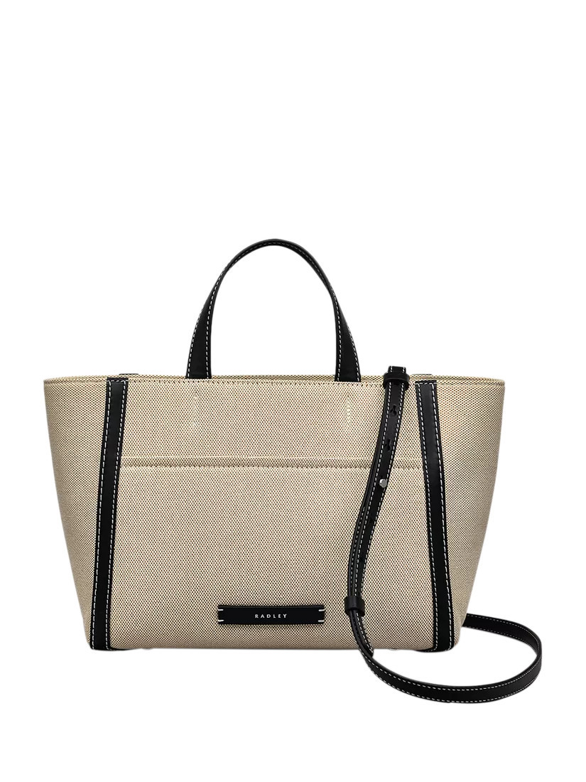 Radley Oak Street Leather Canvas Grab Bag, Natural | John Lewis (UK)