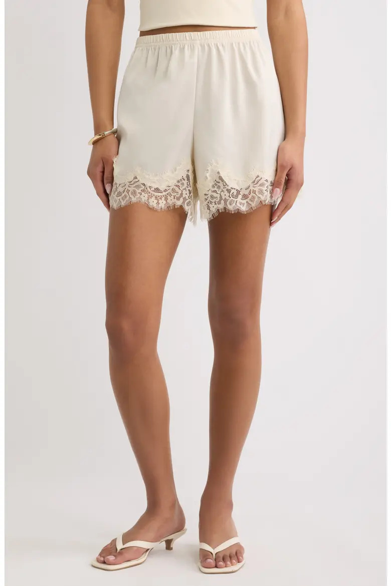 Open Edit Lace Trim Satin Shorts (Women) | Nordstrom | Nordstrom