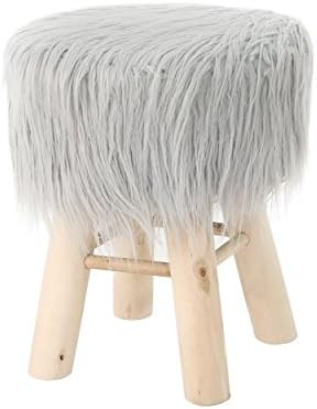 Christopher Knight Home Lang Stool with Furry Plush, Silver, Natural | Amazon (US)