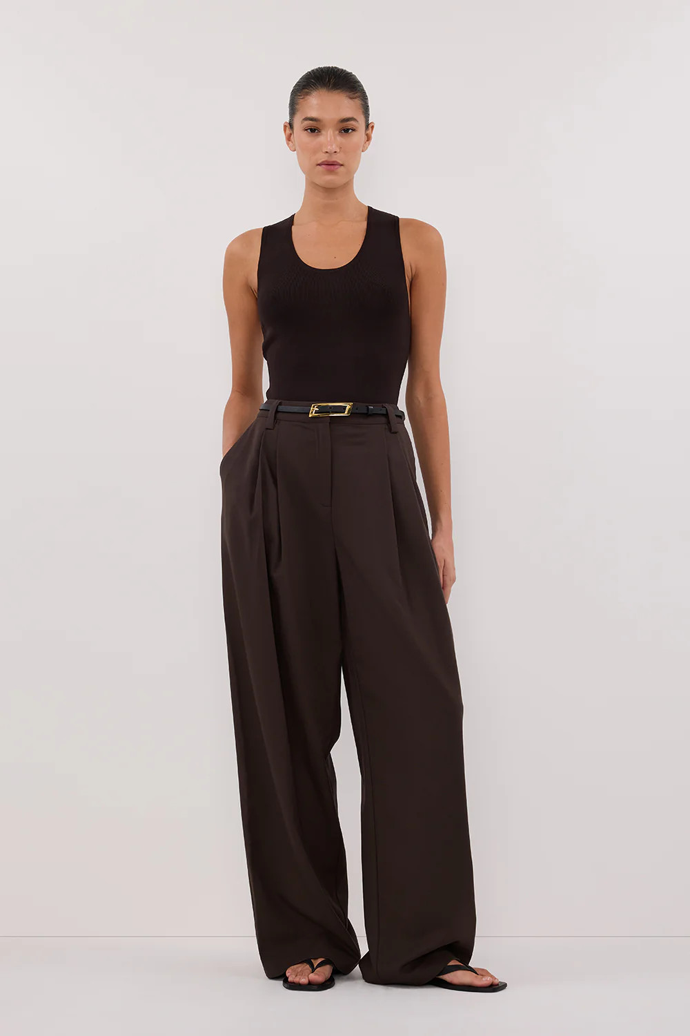 DEVIN BITTER CHOC RACER KNIT TANK | DISSH