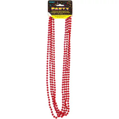 Metallic Mardi Gras Beads, 32 in, Red, 4ct - Walmart.com | Walmart (US)