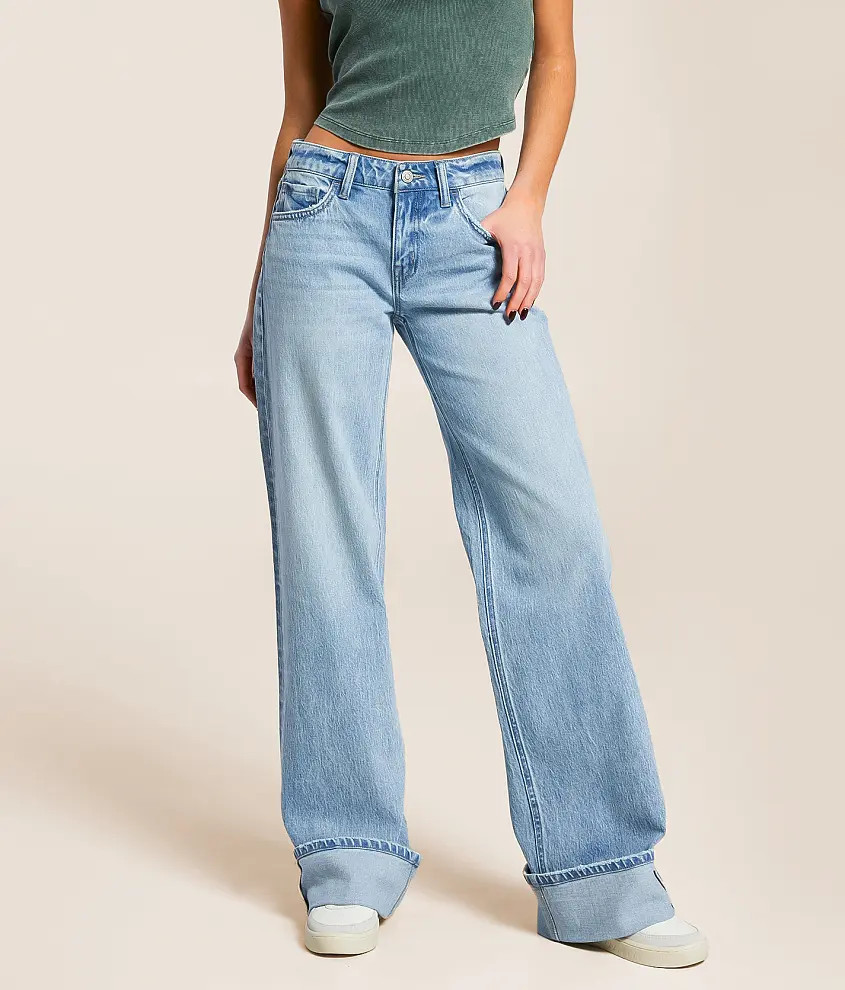 Baggy Low Rise Wide Leg Stretch Cuffed Jean | Buckle