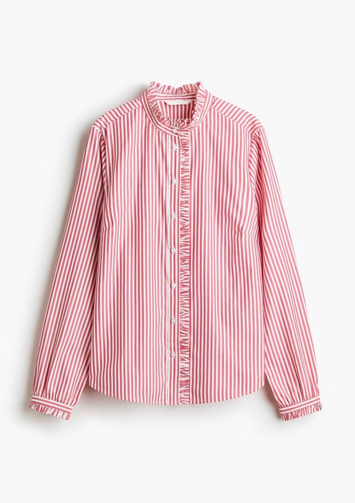 Red and white striped ruffle detsil button up shirt

#LTKSeasonal