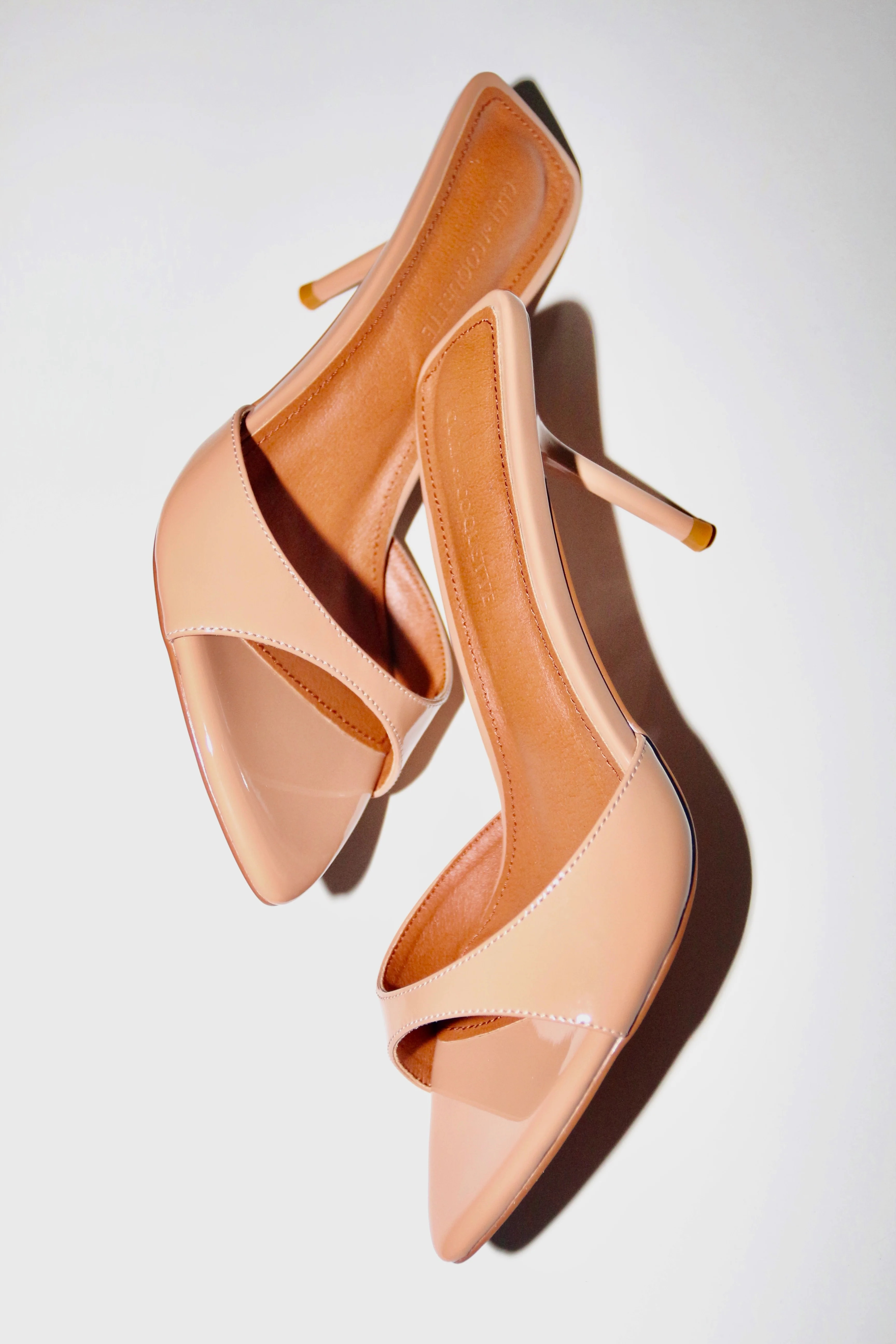 Zena Nude Patent Vegan Mules 80 mm | CULT OF COQUETTE