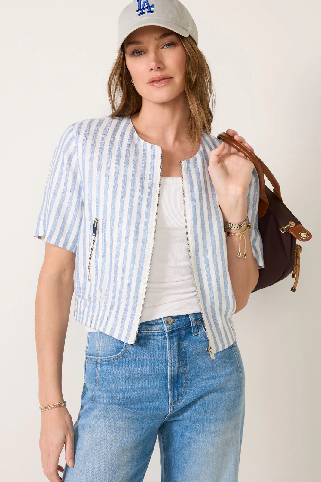 Billie Stripe Bomber | Evereve