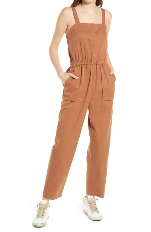Treasure & Bond Sleeveless Utility Jumpsuit in Rust Bisque at Nordstrom, Size X-Large | Nordstrom