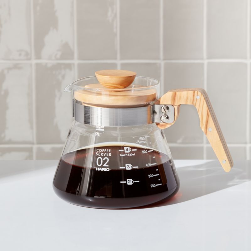 Hario 600-ml Olivewood Coffee Server + Reviews | Crate and Barrel | Crate & Barrel
