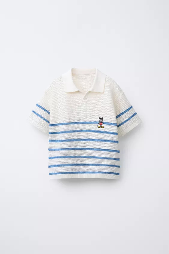 MICKEY MOUSE © DISNEY KNIT COTTON LINEN POLO SHIRT | Zara US