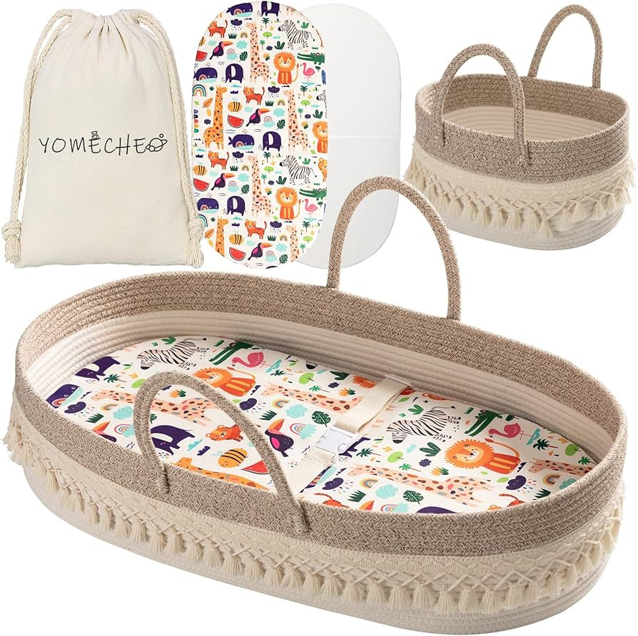 Baby Changing Basket, Boho Moses Baskets for Newborn, Baby Basket for Baby Dresser, Diaper Changi... | Amazon (US)