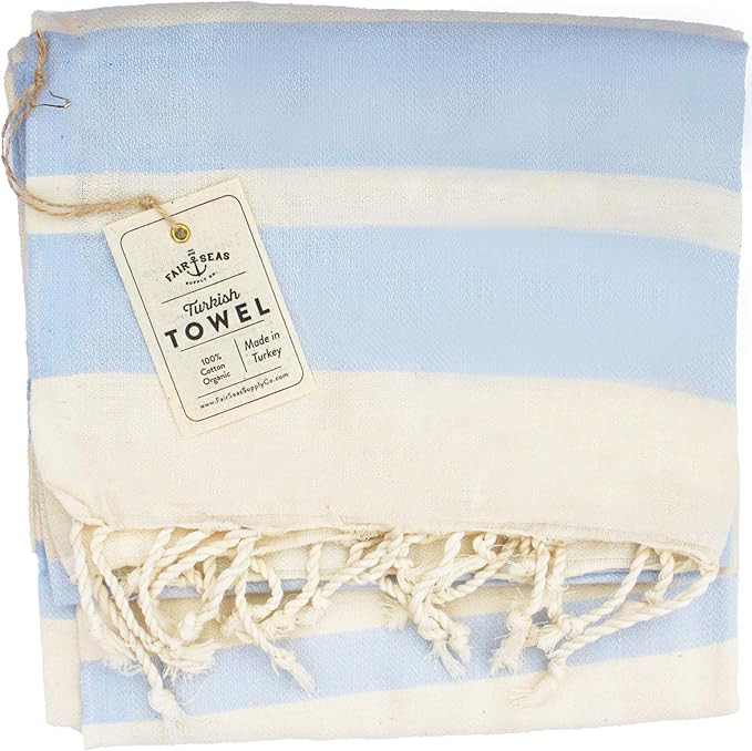 Fair Seas Supply Co. Turkish Towel, Peshtemal Towel - 100% Organic Turkish Cotton - Quick Dry and... | Amazon (US)