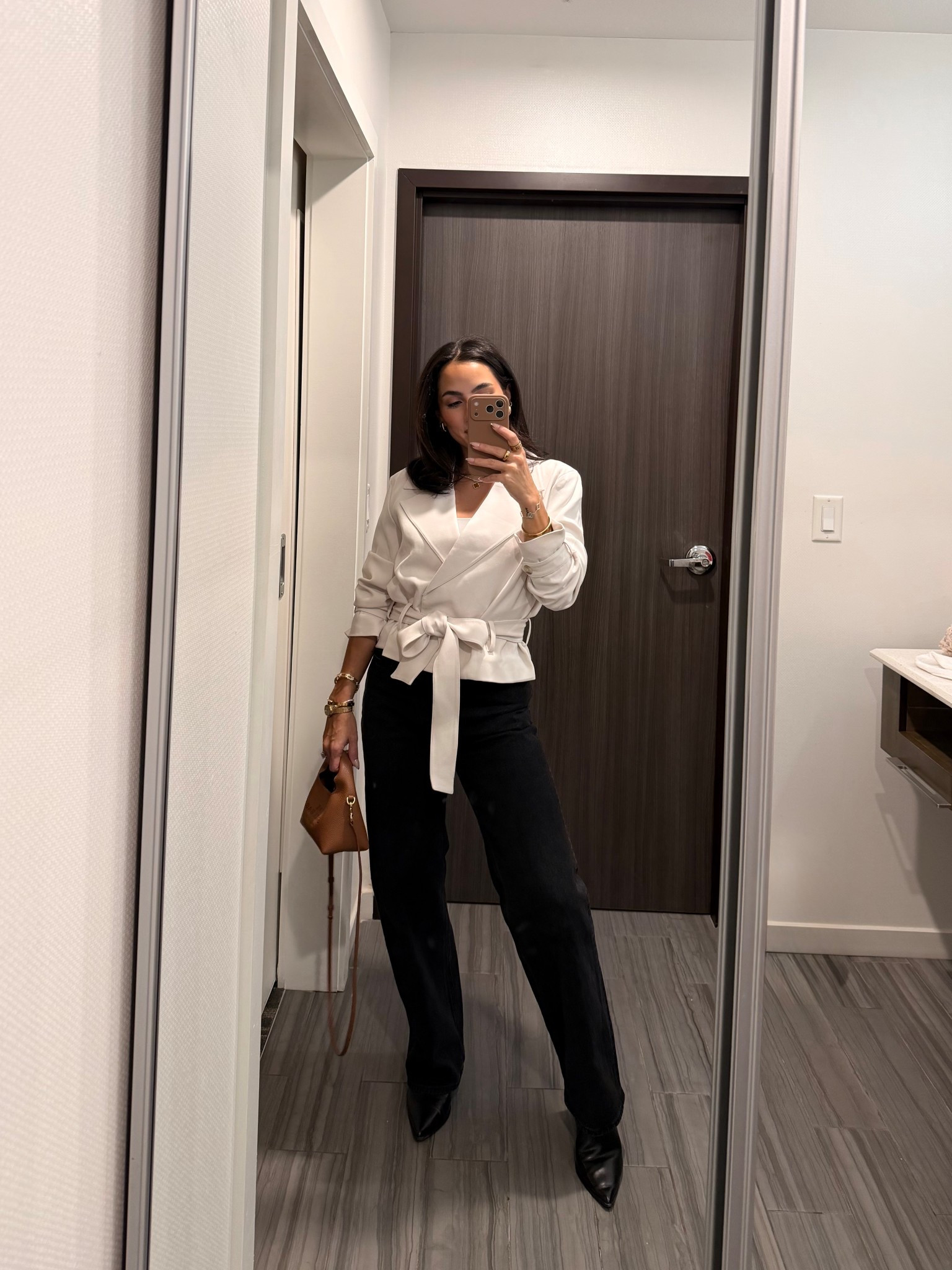 Casual but elevated look. Top small jeans 25 regular #winterstyle 

Aritzia, petite, casual, date night 

#LTKootd #LTKPetite #LTKSaleAlert