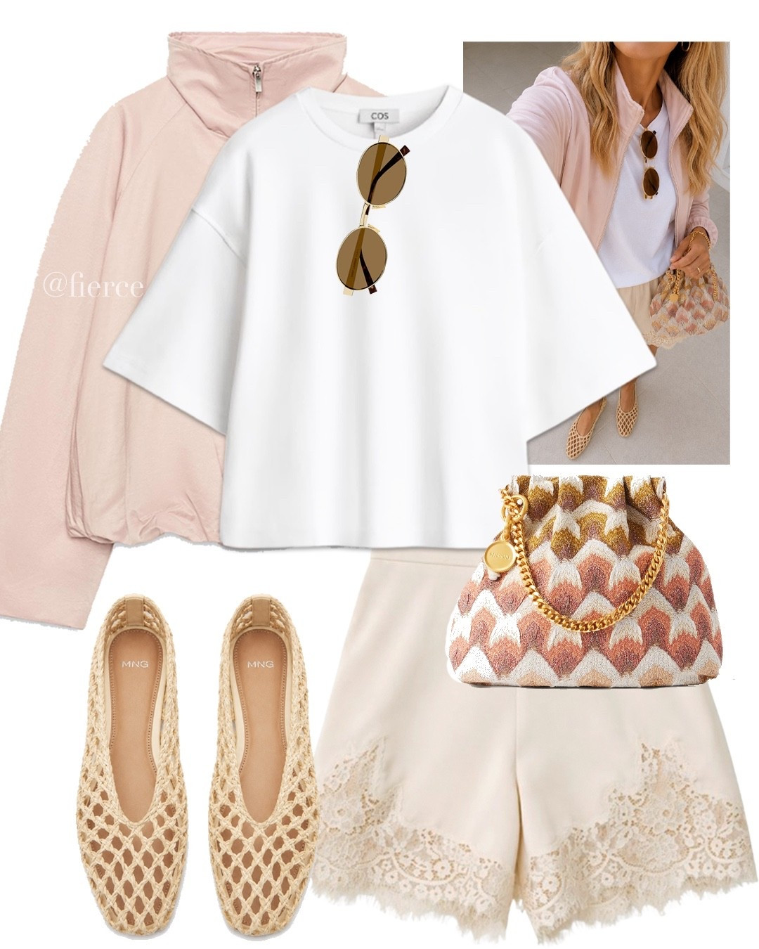 Satin lace shorts pink jacket raffia flats

#LTKsummer #LTKuk #LTKeurope