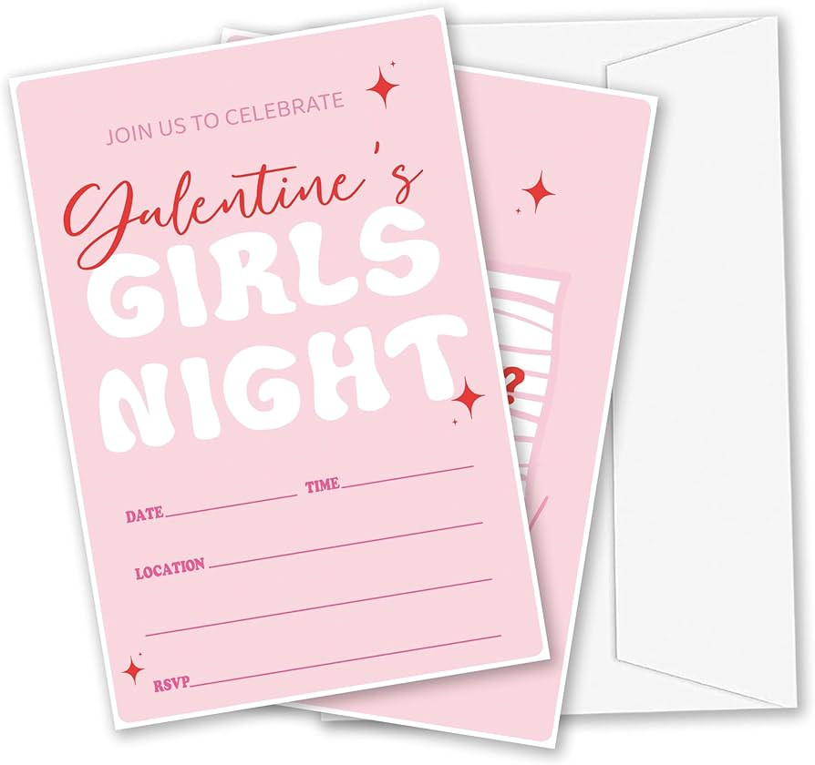 ZIIUFRN Galentines Day Invitation, Pink Valentine's Party Invitation, Galentine's Day Brunch Invi... | Amazon (US)