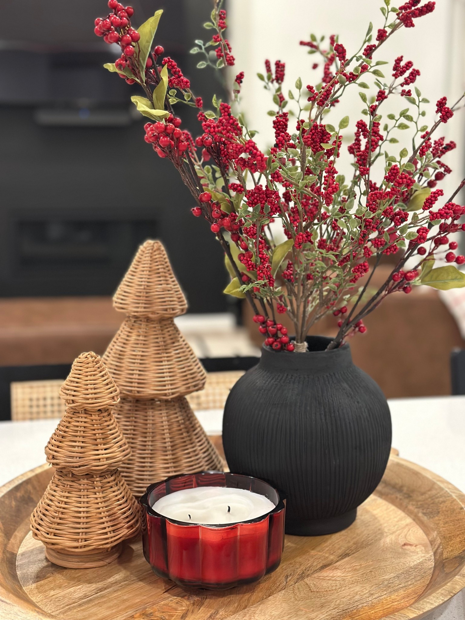 Red berry holiday stems from hearth and hand 🎄

Holiday home decor 
Wicker trees 
Faux berry stems 

#LTKHoliday #LTKSeasonal #LTKHome