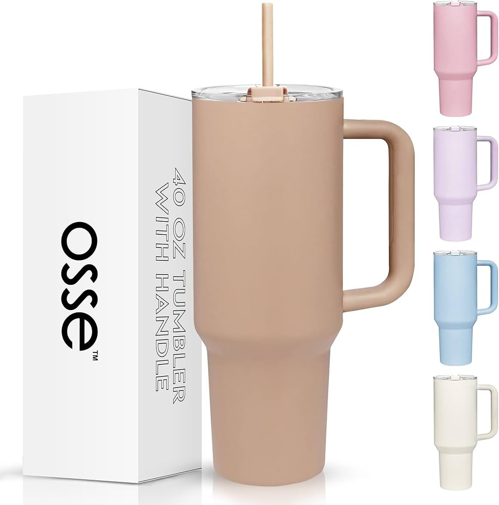 osse 40oz Tumbler with Handle and Straw Lid | Double Wall Vacuum Reusable Stainless Steel Insulat... | Amazon (US)