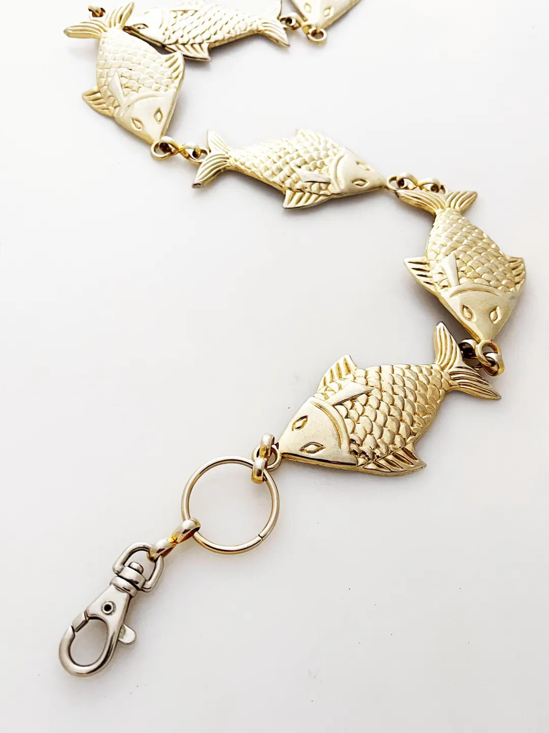 Fish Link Statement Belt - Vintage Anne Klein Gold Metal Concho Belt With Large Fish Shaped Links... | Etsy (US)