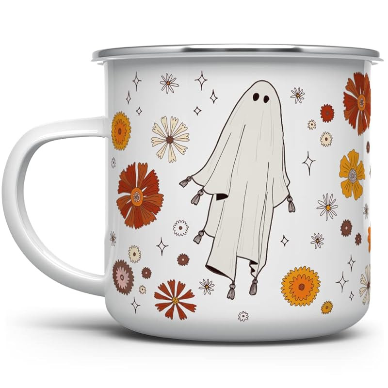 Retro Ghost Halloween Campfire Coffee Mug, Spooky Fall Season Outdoor Camping Cup (12oz) | Amazon (US)