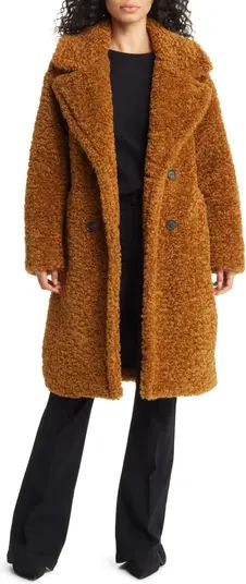 Double Breasted Faux Fur Teddy Coat | Nordstrom