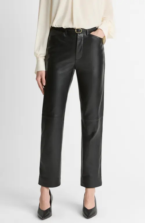Vince Straight Leg Leather Pants in Black at Nordstrom, Size 0 | Nordstrom