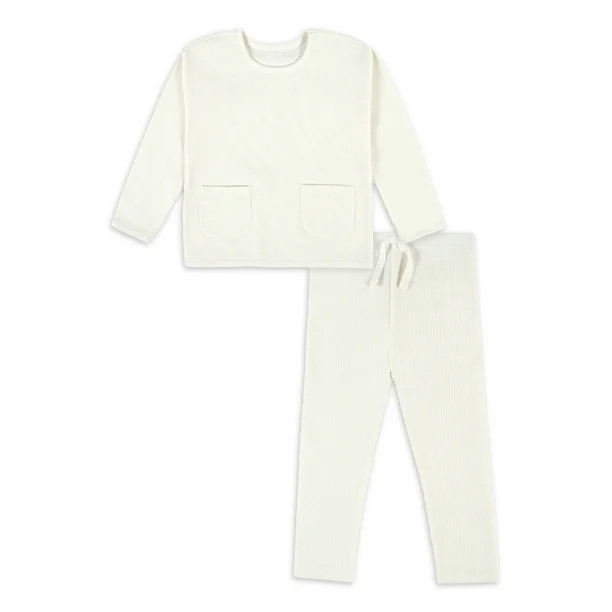 Modern Moments by Gerber Baby & Toddler Girls Waffle Top & Pant 2 Piece Outfit Set, (12M - 5T) | Walmart (US)