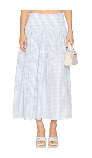Brigette Midi Skirt in Light Blue Gingham | Revolve Clothing (Global)