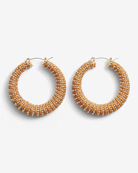 Beaded Wrapped Hoop Earrings | Express