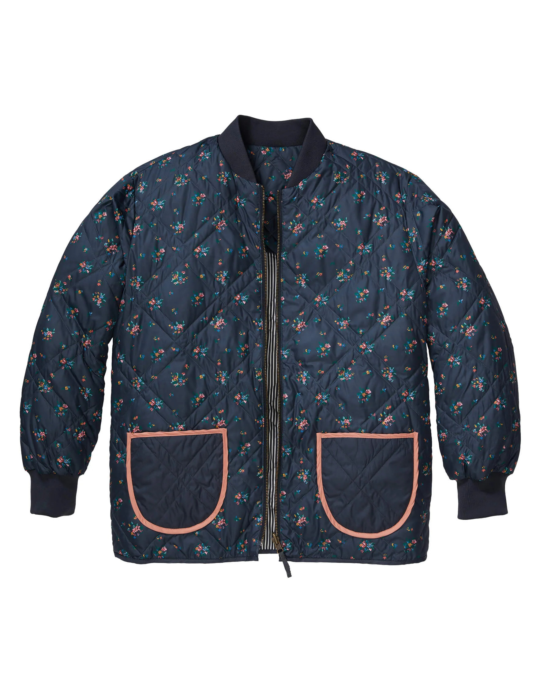 The Great + Eddie Bauer The Reversible Patchwork Bomber Jacket. | THE GREAT.