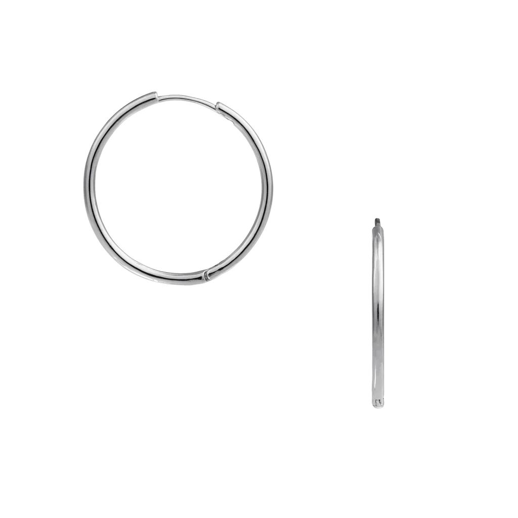 Large Micro Hoop Earrings - Silver | Orelia