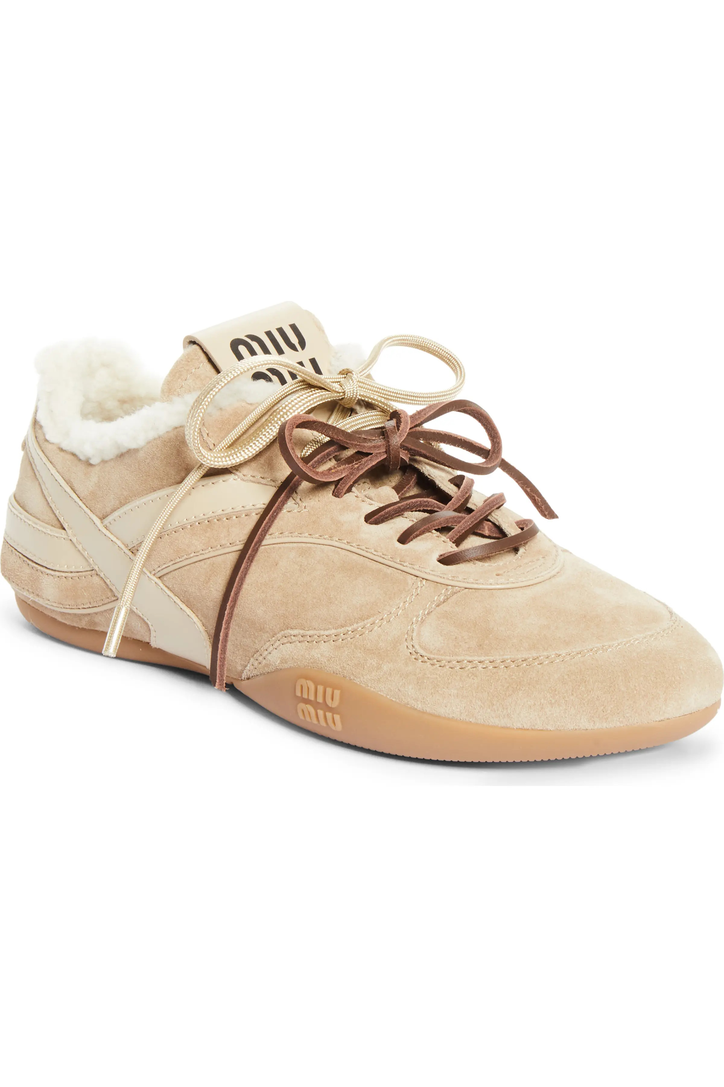Miu Miu Gymnasium Genuine Shearling Lined Sneaker (Women) | Nordstrom | Nordstrom