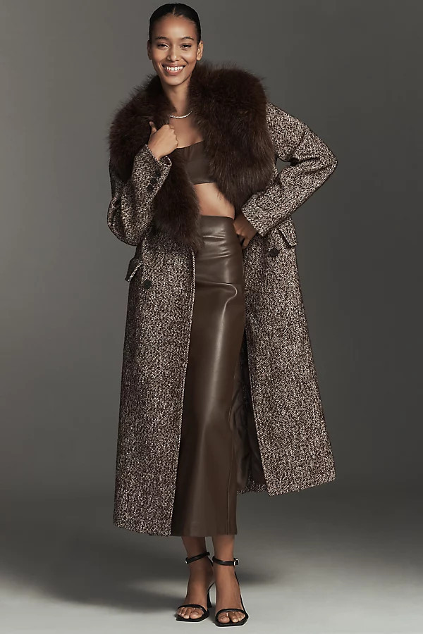 Faux Fur Collar Wool Blend Coat Jacket | Anthropologie (US)