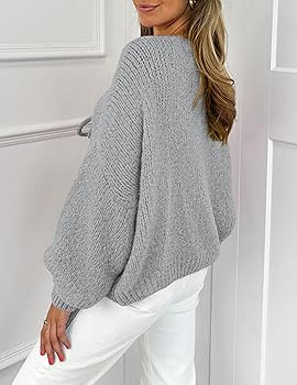 PRETTYGARDEN Women's Tie Front Bow Cardigan Sweaters Chunky Knit Long Puff Sleeve Trendy Fall Win... | Amazon (US)