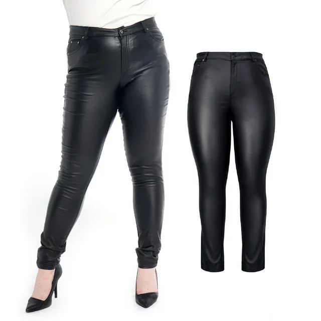 S P Y M Women's Stretchy High-Waist Jeggings, Faux Leather Legging Pants with Pockets,Regular and... | Walmart (US)