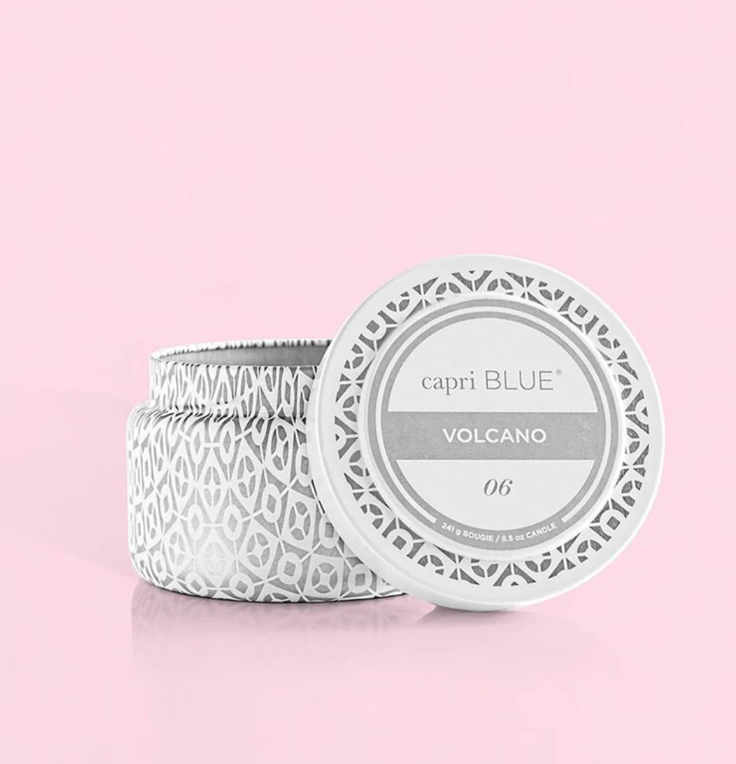 Volcano White Printed Travel Tin Candle | Ama La Vita