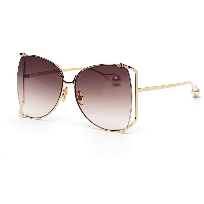 FAGUMA Oversized Sunglasses For Women Semi Rimless Brand Designer Shades | Amazon (US)