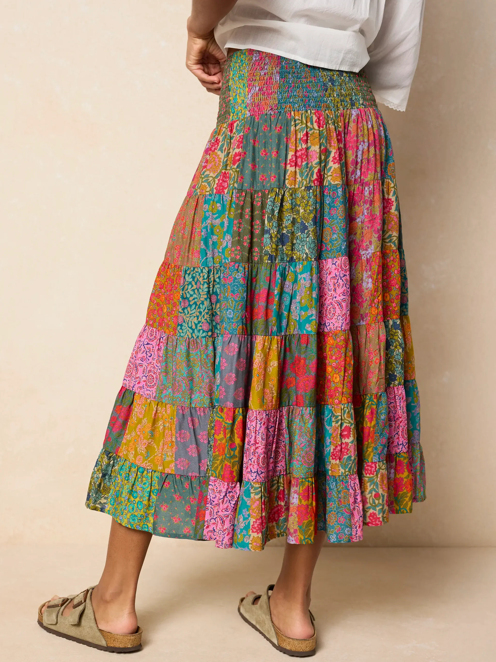 Opal Patchwork Midi Skirt | Natural Life