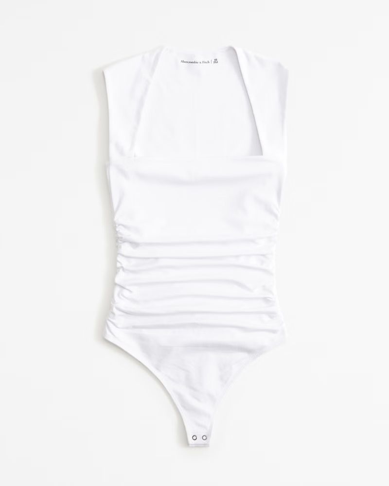 Women's Cotton-Blend Seamless Fabric Ruched Portrait Bodysuit | Women's New Arrivals | Abercrombi... | Abercrombie & Fitch (US)