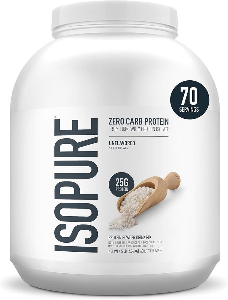 Isopure Zero Carb 100% Pure Whey Isolate Protein Powder, Lactose Free, Gluten Free, with Vitamins... | Amazon (US)