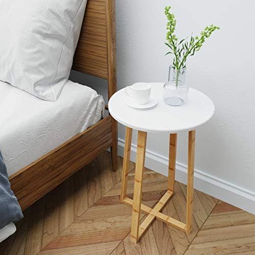 BAMEOS Side Table Modern Nightstand Round Side End Accent Coffee Table for Living Room Bedroom Ba... | Amazon (US)