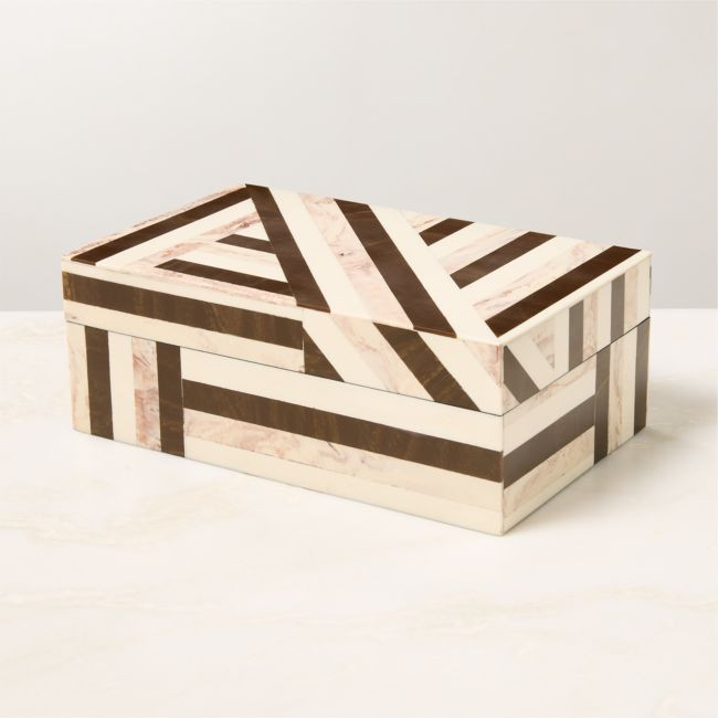 Finn Black and White Resin Storage Box Large | CB2