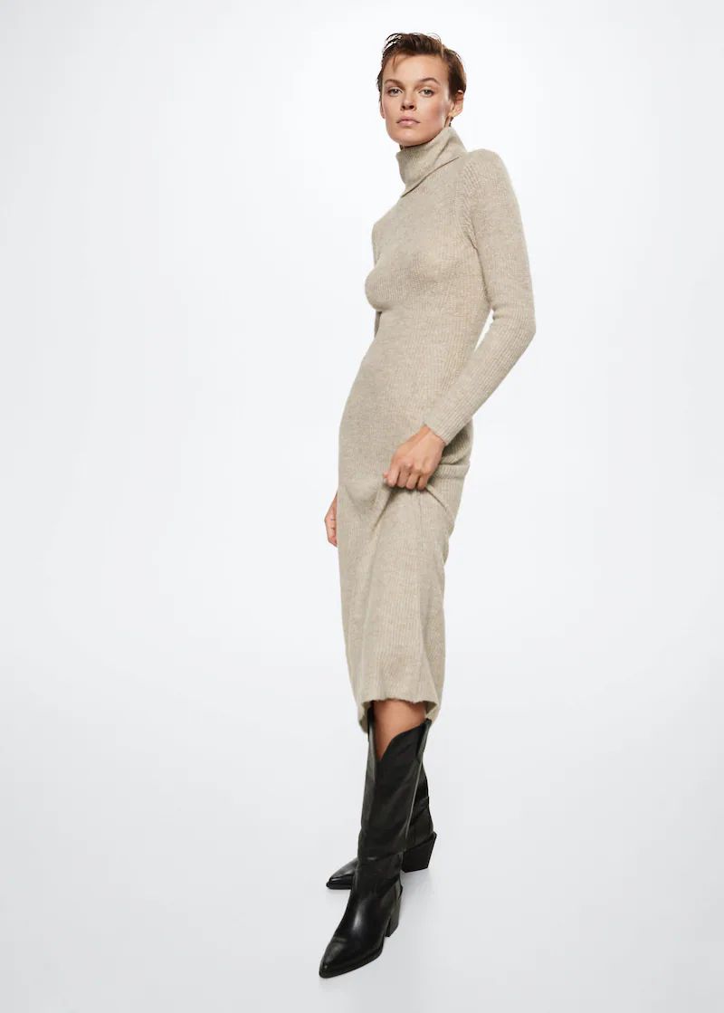 Knitted turtleneck dress -  Women | Mango USA | MANGO (US)