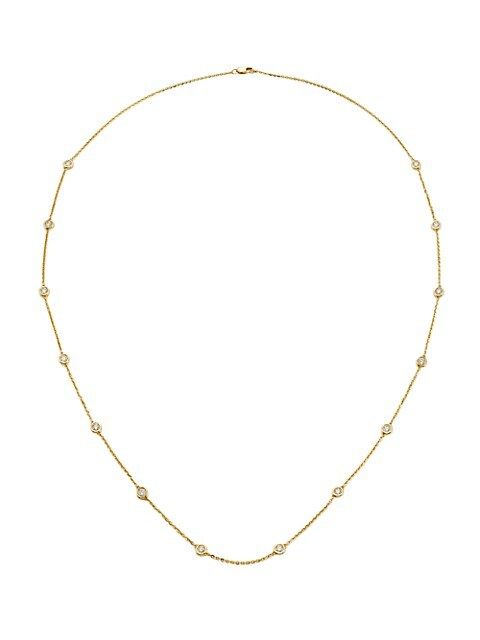 14K Gold & 1.40 TCW Diamond Long Station Necklace | Saks Fifth Avenue
