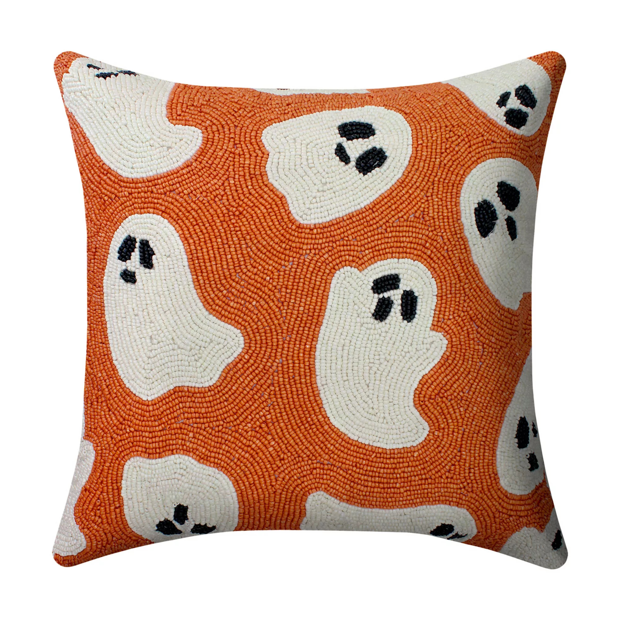 Celebrate Together™ Halloween Fully Beaded Ghosts Decorative Pillow, Jaffa Orange | Kohl's
