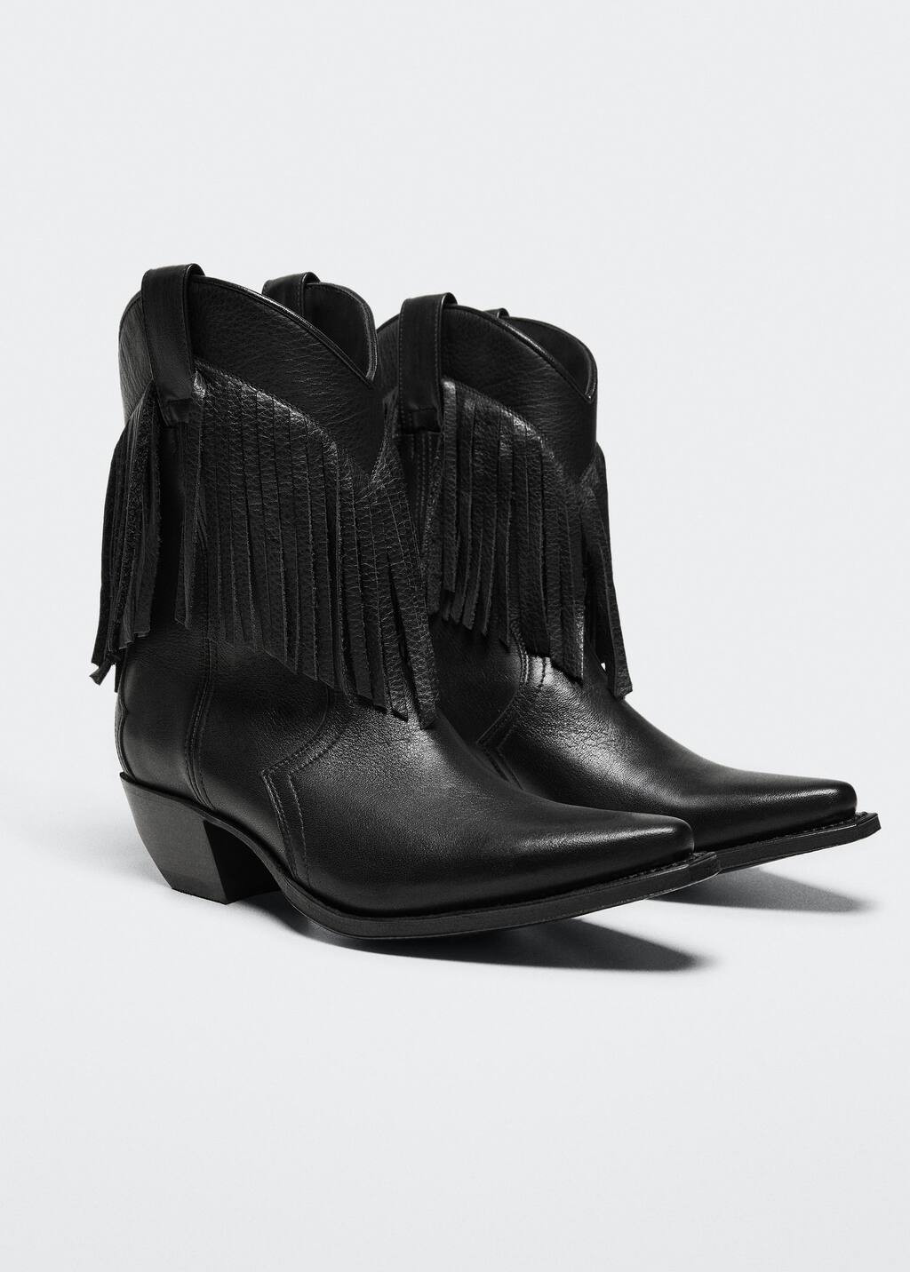 Fringed leather boots -  Women | Mango USA | MANGO (US)