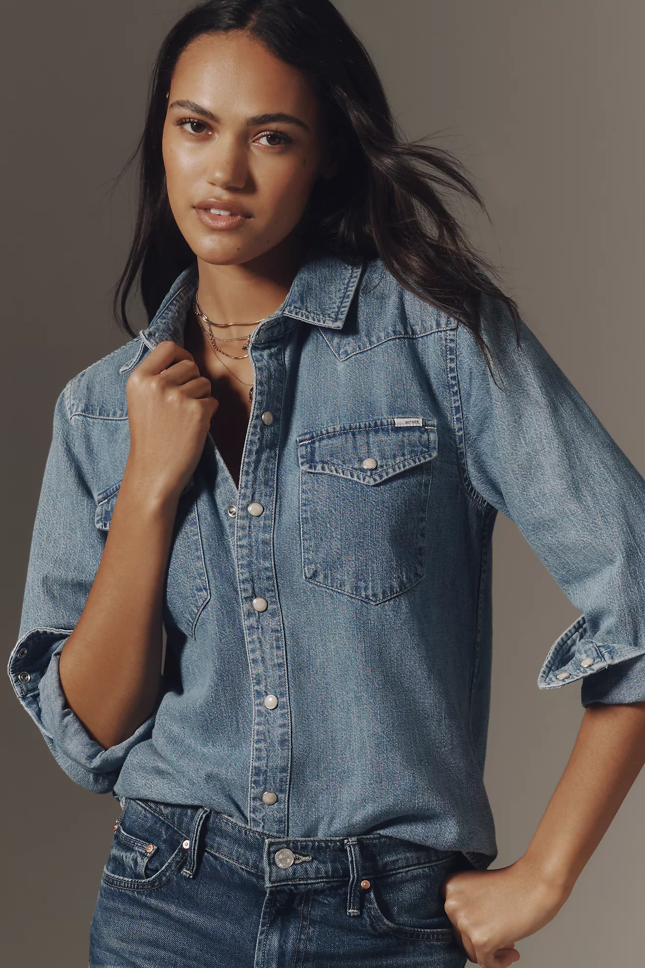 MOTHER All My Exes Denim Buttondown Shirt | Anthropologie (US)