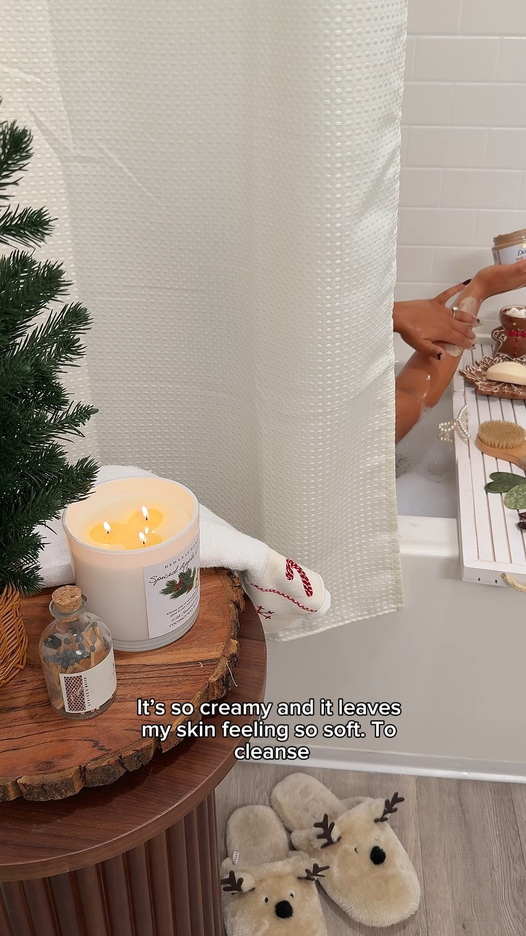 #DovePartner This is your sign to turn your bathroom into a winter wonderland! I am feeling so relaxed and cozy!! I love how @Dove the Brown Sugar and Coconut Butter Exfoliating Body Scrub leaves my skin feeling so smooth!! The Shea Butter Beauty Bar is the perfect cleanser that leaves my skin feeling soft and smelling so good! Try these goodies for yourself and leave me a comment telling me how you like them! @dove #DovePartner #GetCozyWithDove

#LTKSeasonal #LTKGiftGuide #LTKHome