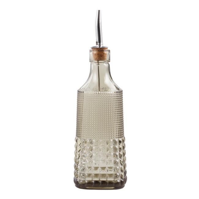 Smoke Gray Geometric Glass Oil Bottle | World Market