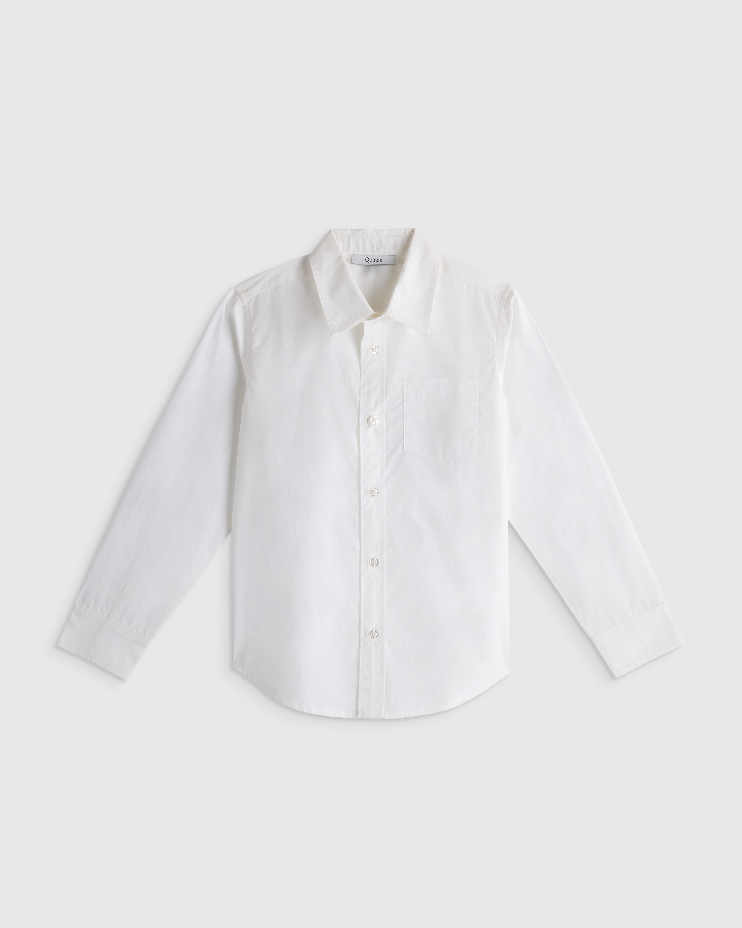 Quince | Poplin Long Sleeve Button Down in White, Size 5T, Organic Cotton | Quince