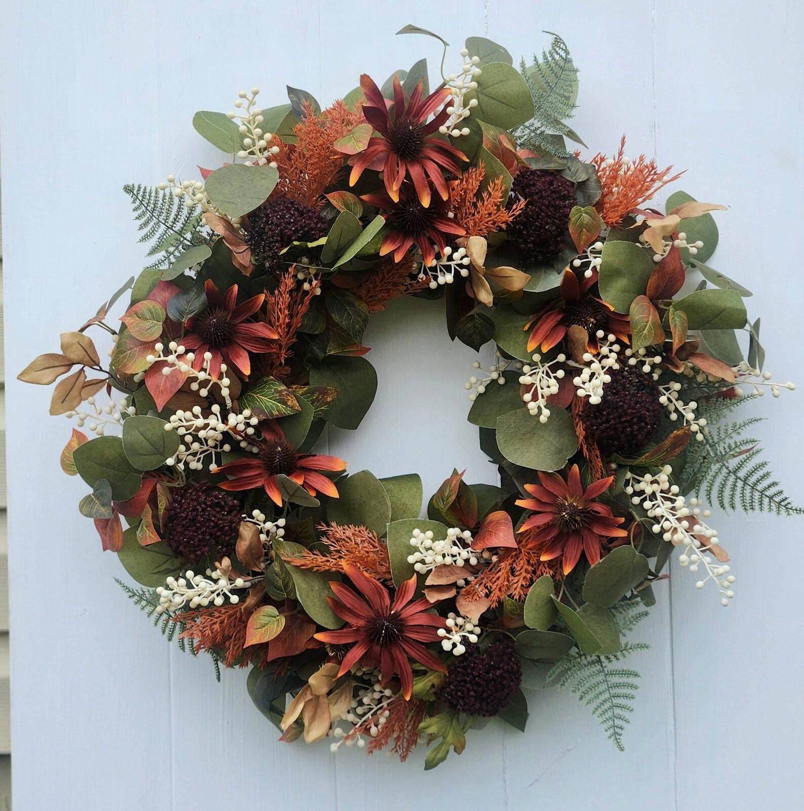 Faux Fall Wreath for Front Door, Artificial Autumn Wreath, Thanksgiving Decor, Housewarming Gift,... | Etsy (US)